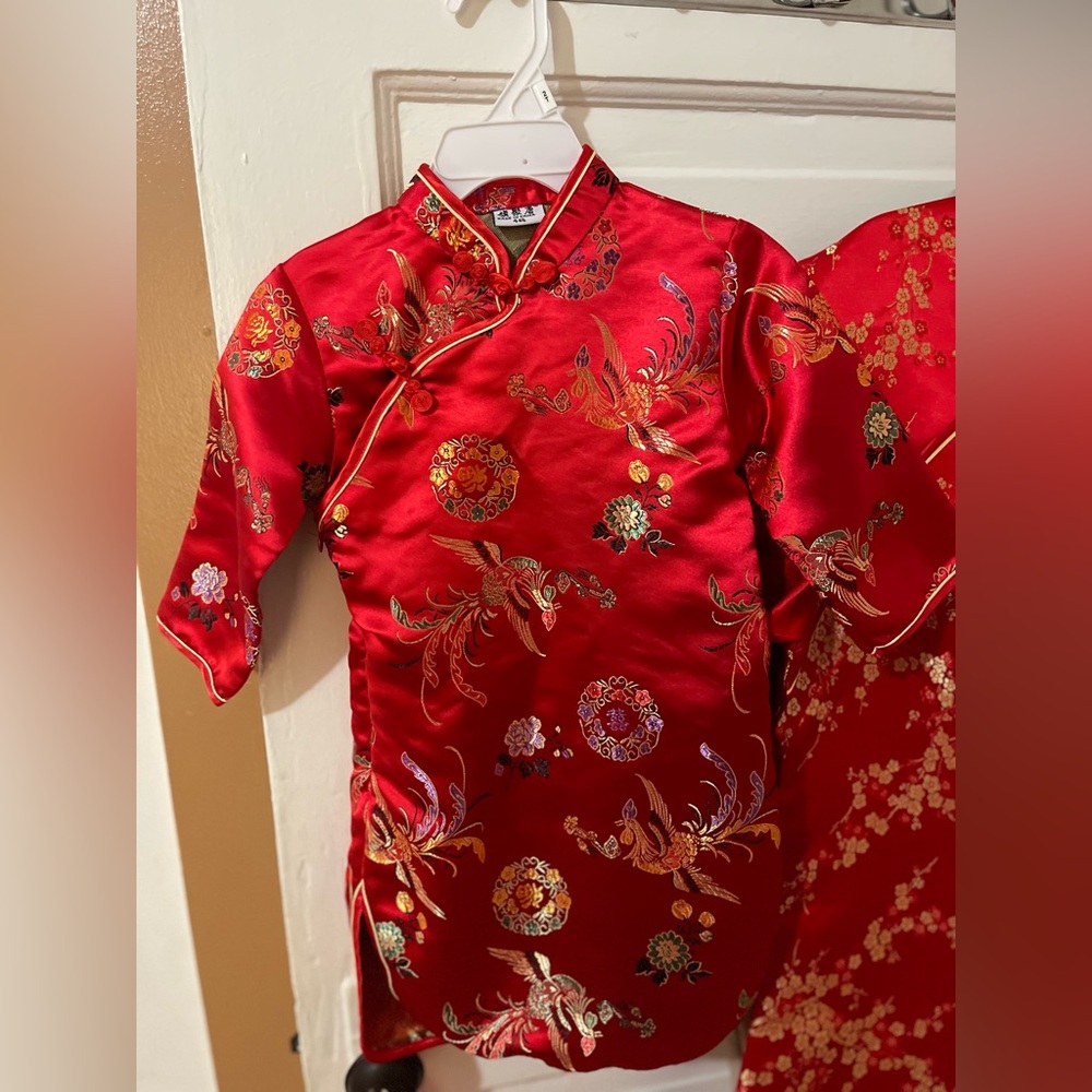 Red Embroidered Cheongsam Dress